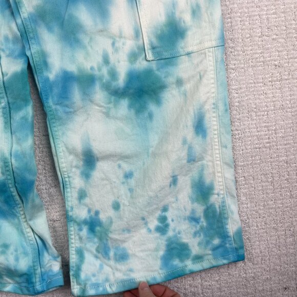 Levis Wom Cargo Jeans W30 Blue Tie Dye Hippie High-Waisted Wide Leg crop (Read) - Picture 6 of 16